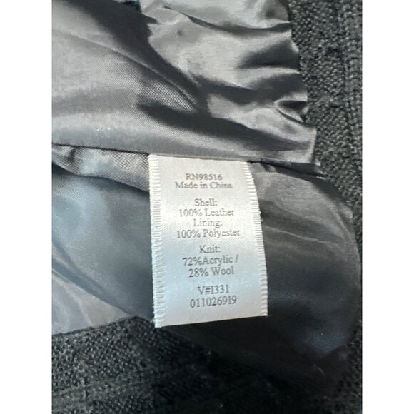 Coldwater Creek Genuine Suede Leather Black Cable Knit Jacket Women's Size M - Picture 7 of 10